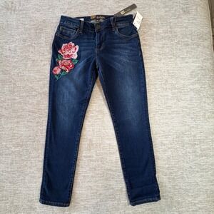 NWT KUT from‎ the Kloth Katy Boyfriend Petite Embroidered Rose Jeans Crop Size 0